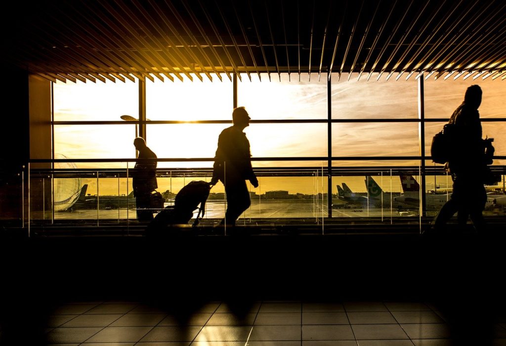 aeropuerto, hombre, viajes